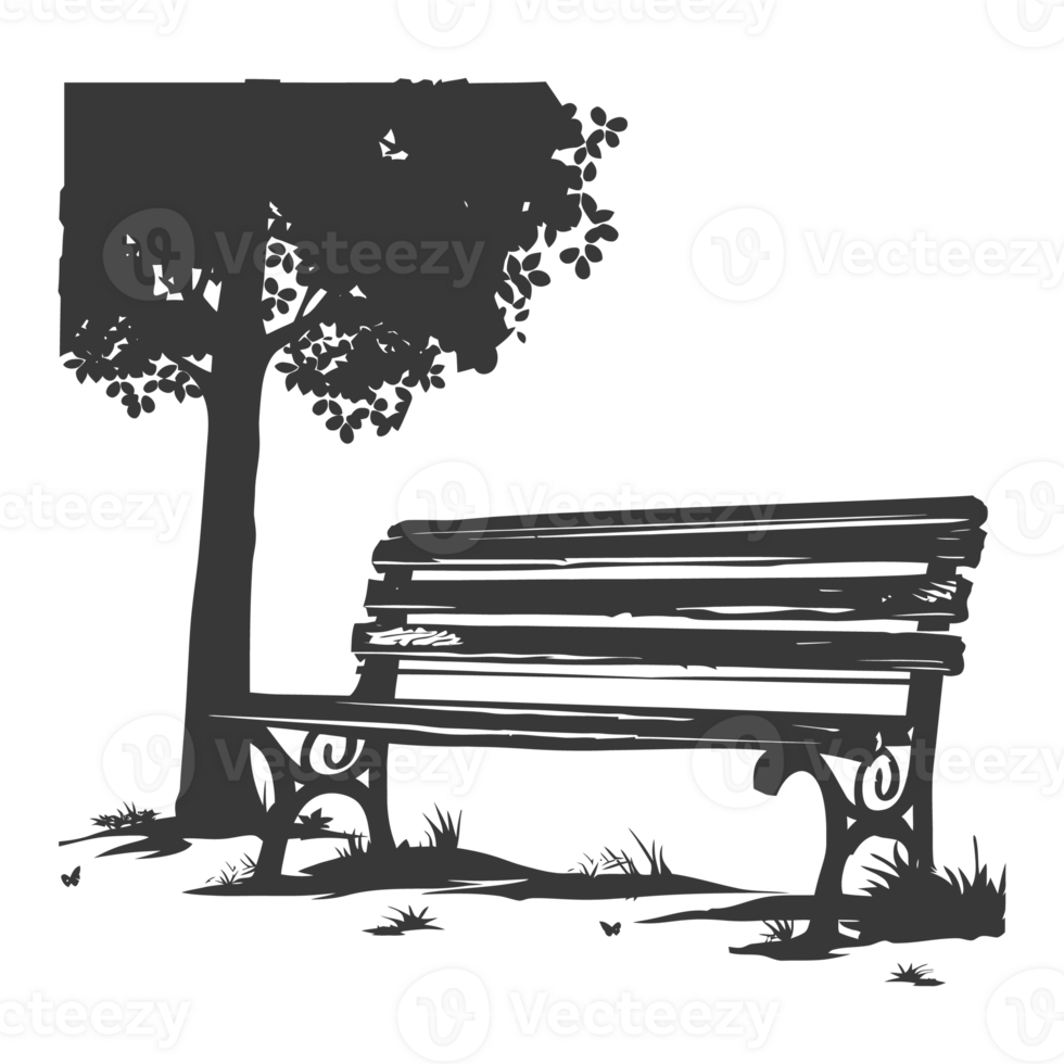 ai generato silhouette parco panchina nero colore solo png