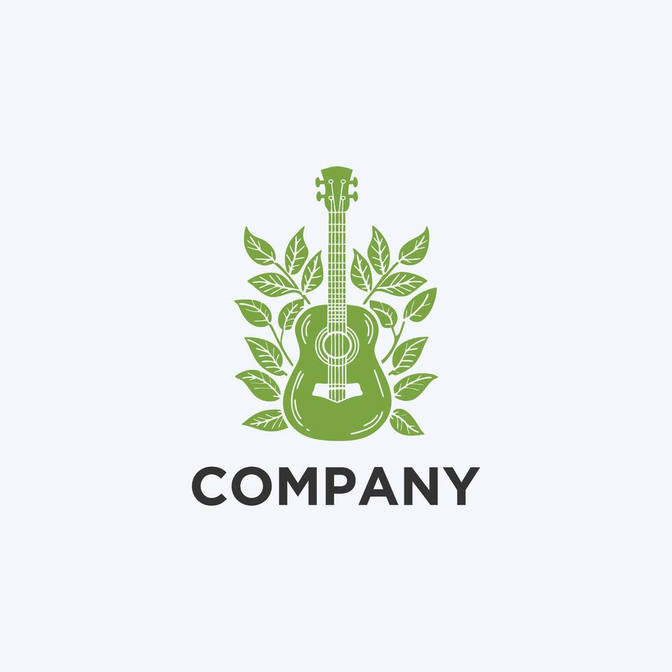 ai generado natural eco guitarra logo guitarra hoja natural logo vector icono ilustración diseño.