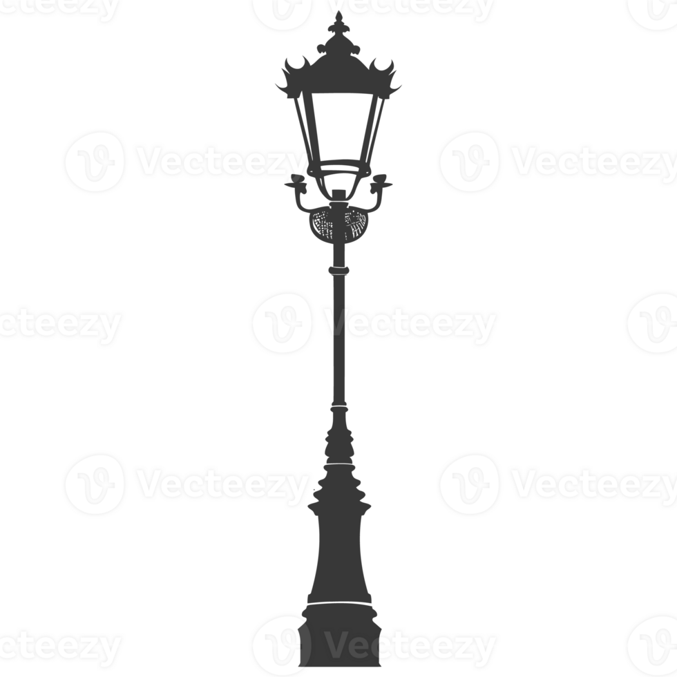 AI generated Silhouette Park lamp black color only png
