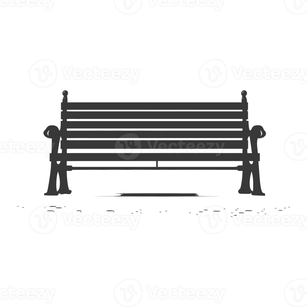 AI generated Silhouette Park bench black color only png