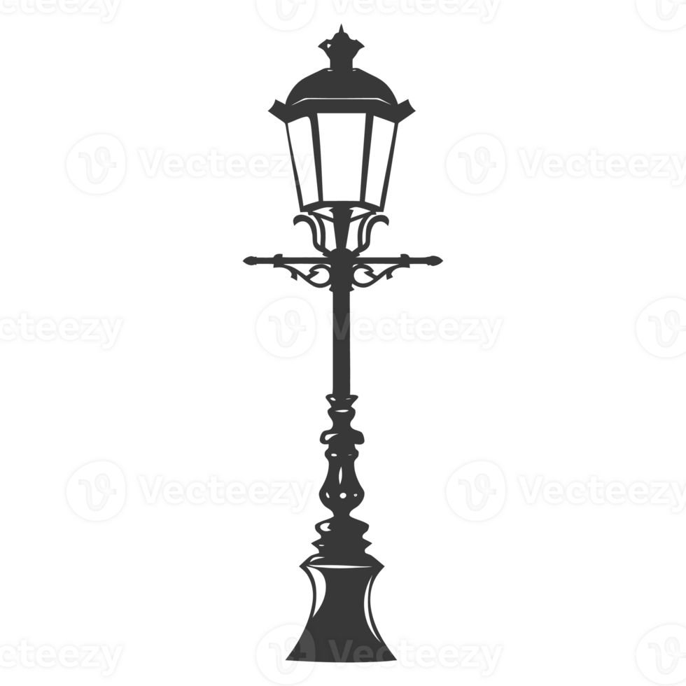 AI generated Silhouette Park lamp black color only png