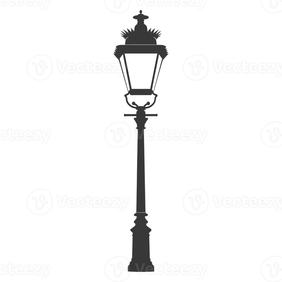 AI generated Silhouette Park lamp black color only png