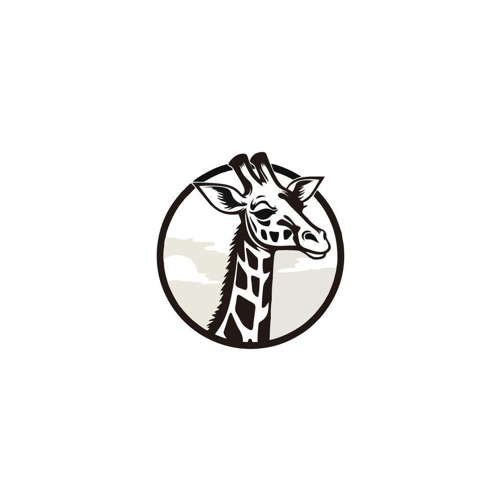 AI generated colored giraffe head and neck logo.Isolated concept vector animal with giraffe animal face in simple style.