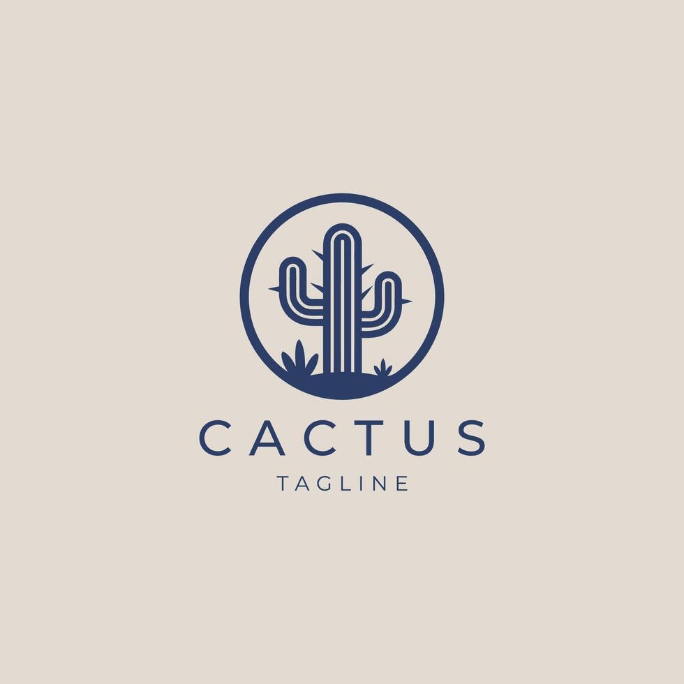 AI generated Cactus logo vector icon design template