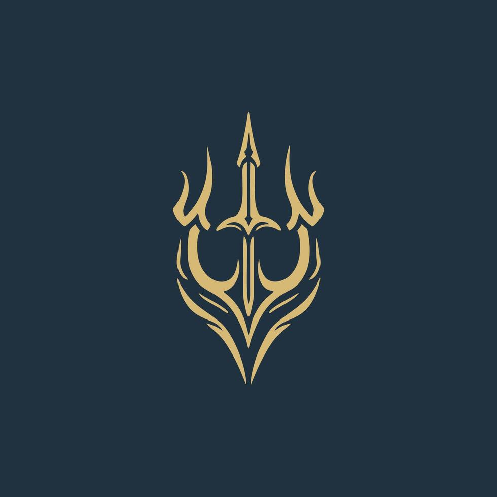 AI generated Trident logo icon Abstract forked spear sign Abstract forked spear sign. Vector illustration.