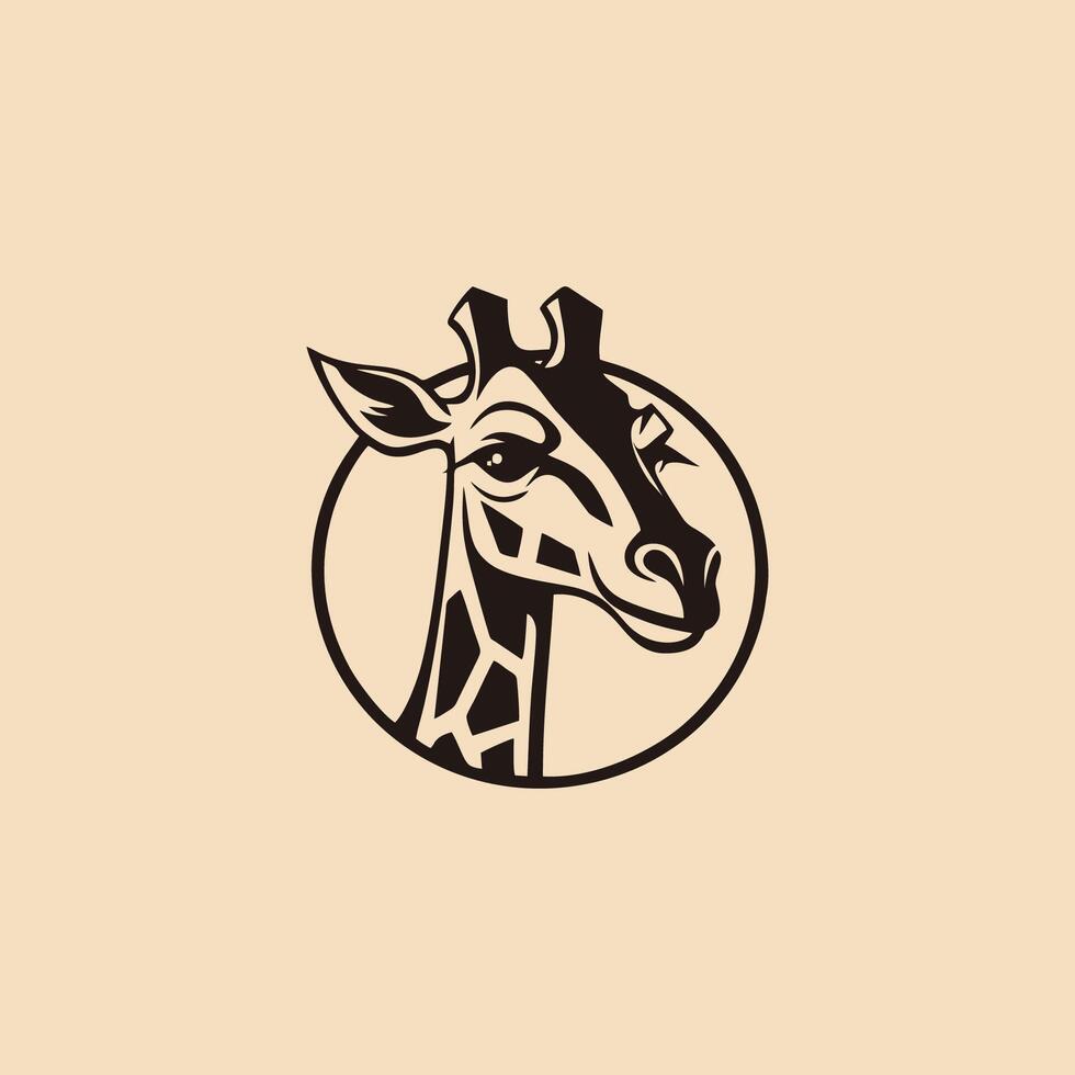 AI generated colored giraffe head and neck logo.Isolated concept vector animal with giraffe animal face in simple style.