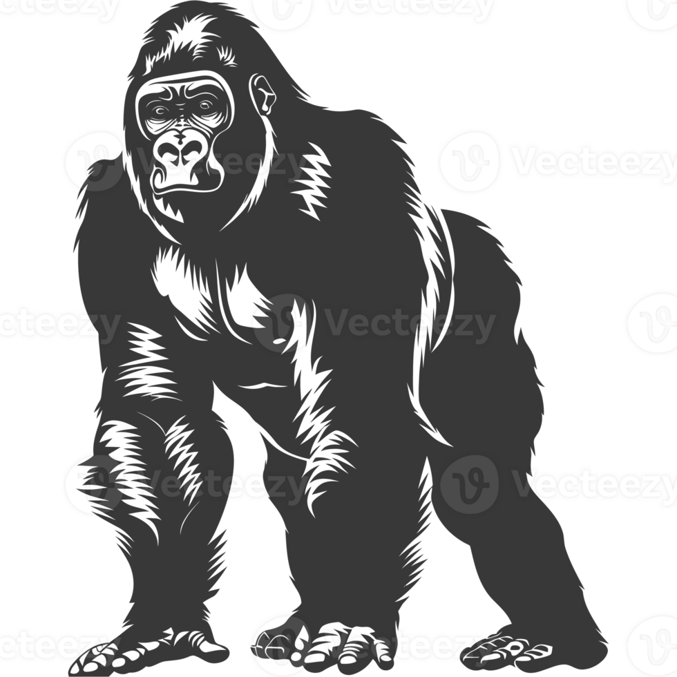 ai gegenereerd silhouet gorilla dier zwart kleur enkel en alleen vol lichaam png