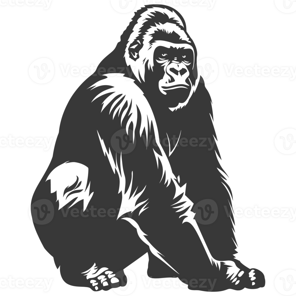 ai generato silhouette gorilla animale nero colore solo pieno corpo png