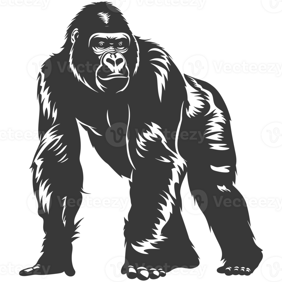 ai generiert Silhouette Gorilla Tier schwarz Farbe nur voll Körper png