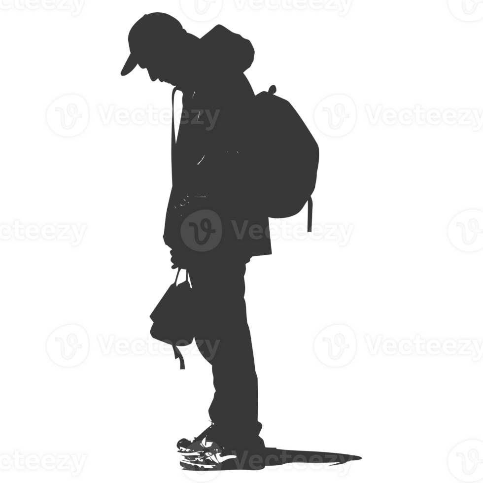 AI generated Silhouette homeless black color only full body png