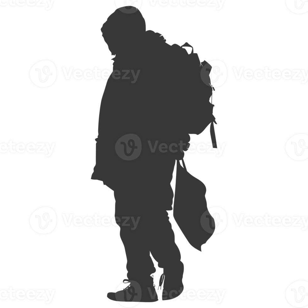 AI generated Silhouette homeless black color only full body png