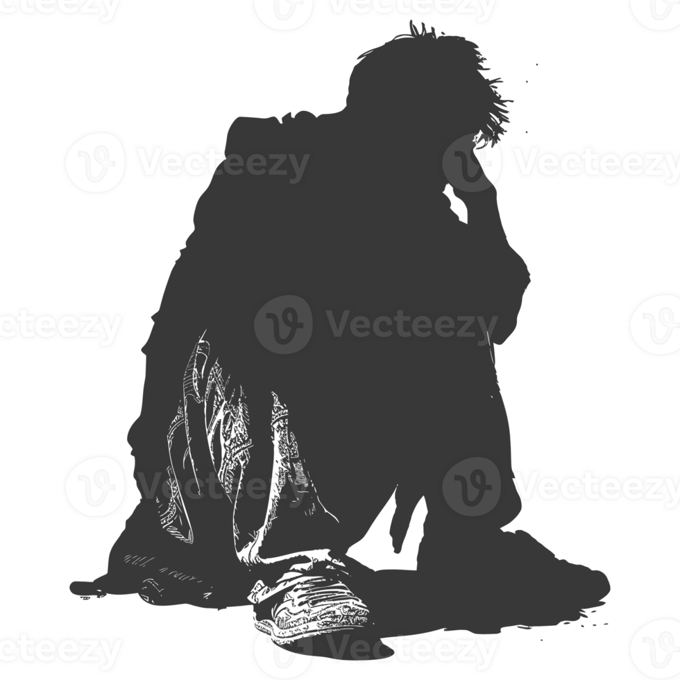 ai genererad silhuett hemlös svart Färg endast full kropp png