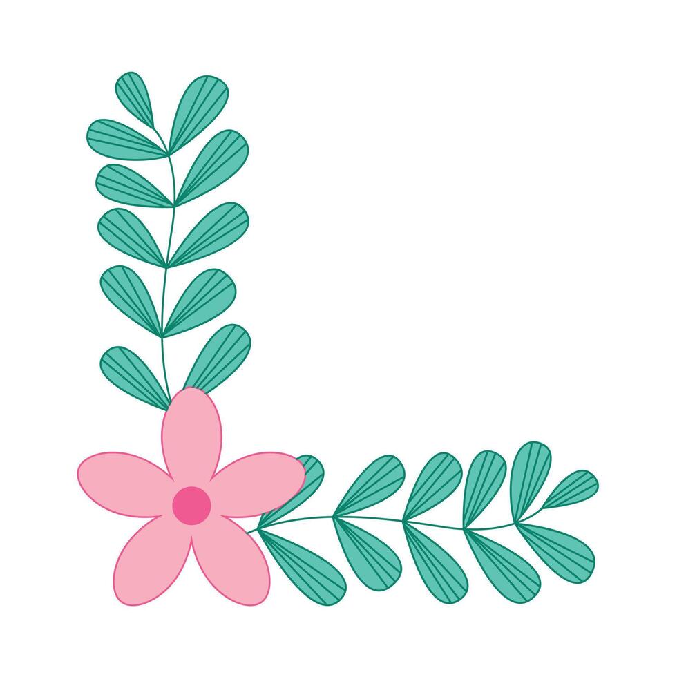 Floral decorative border, frame and corner with plant flower vector