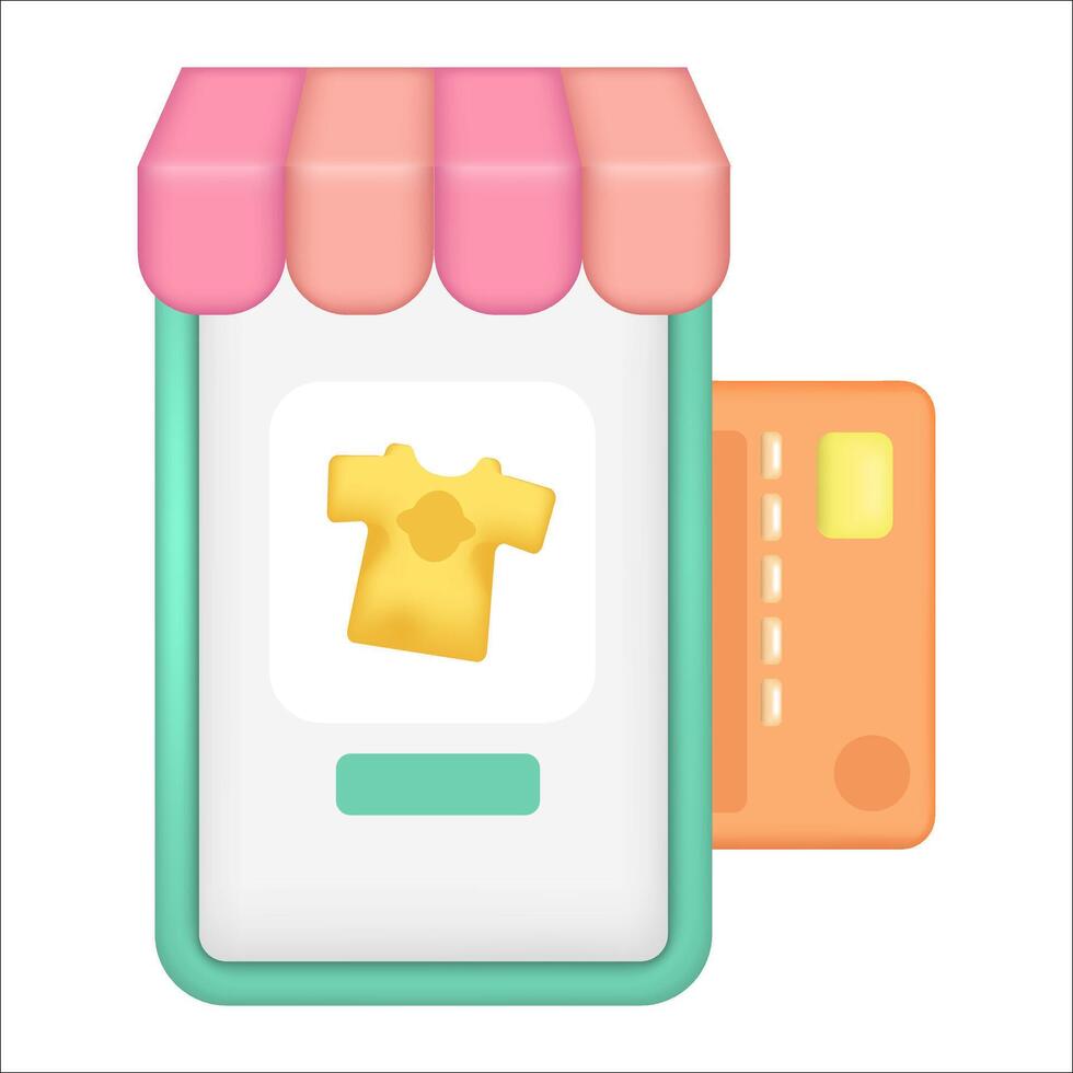 Online store smartphone payment. Transaction process. phone and credit card element vector