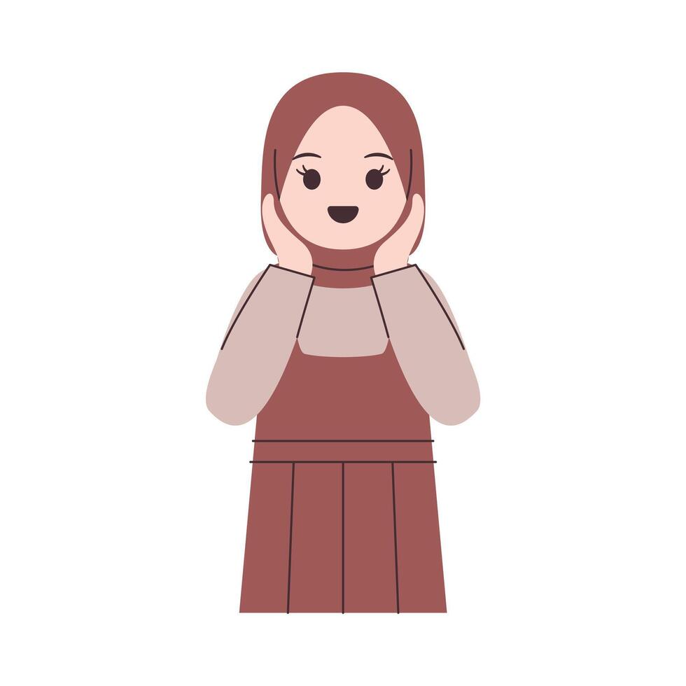 Girl with hijab was expressing admiration and surprise vector