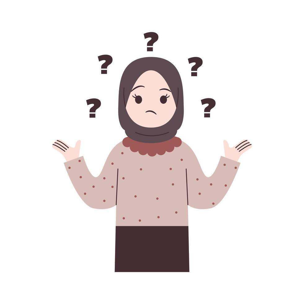 Girl with hijab is confused vector