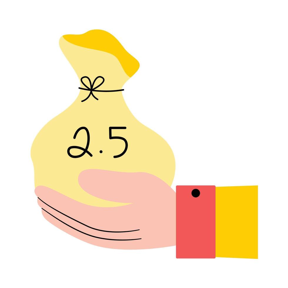Money and alms donation bag. money donation. vector