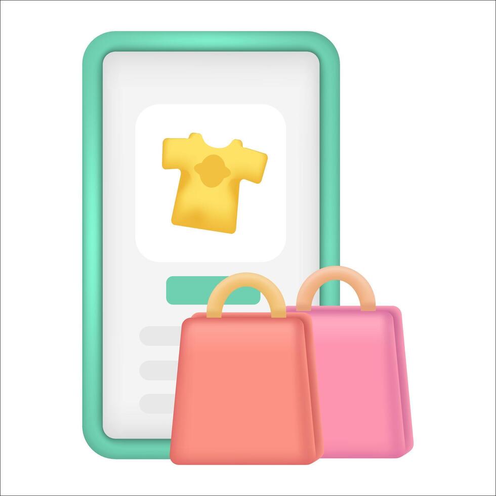 Mobile online shopping. e-commerce smartphone screen. for digital marketing promotions. shopping bag element. vector