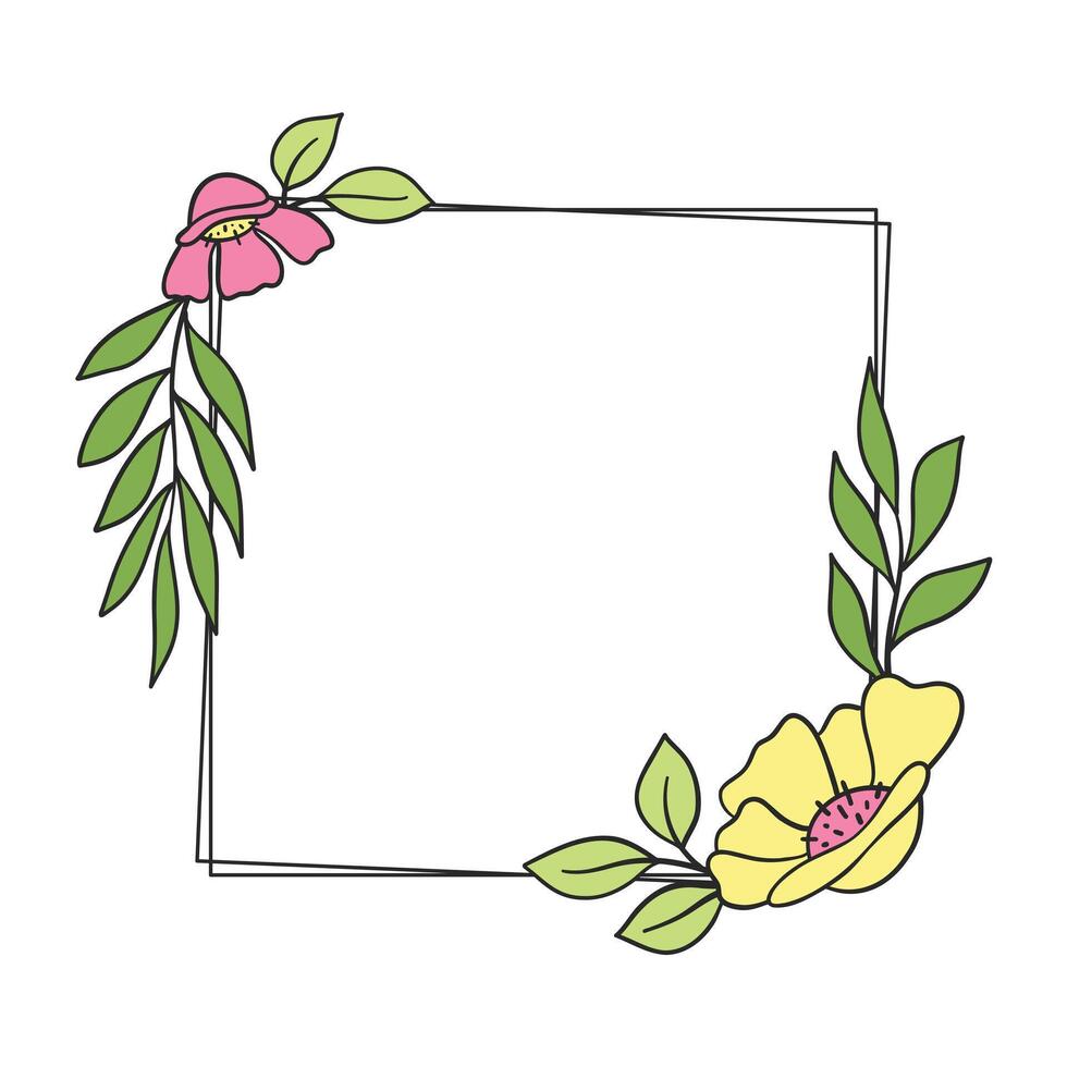 Floral frame with wild flowers vector