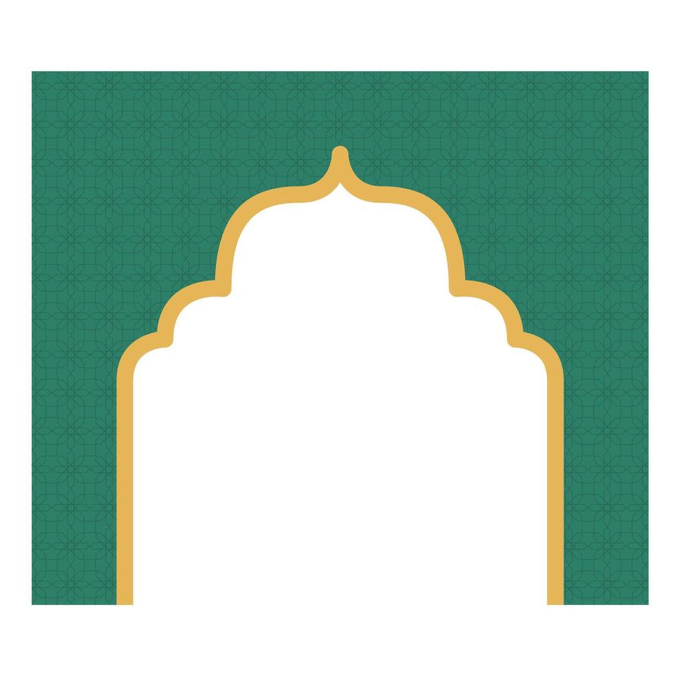 Green Islamic shape frame. Arabian muslim shape vector