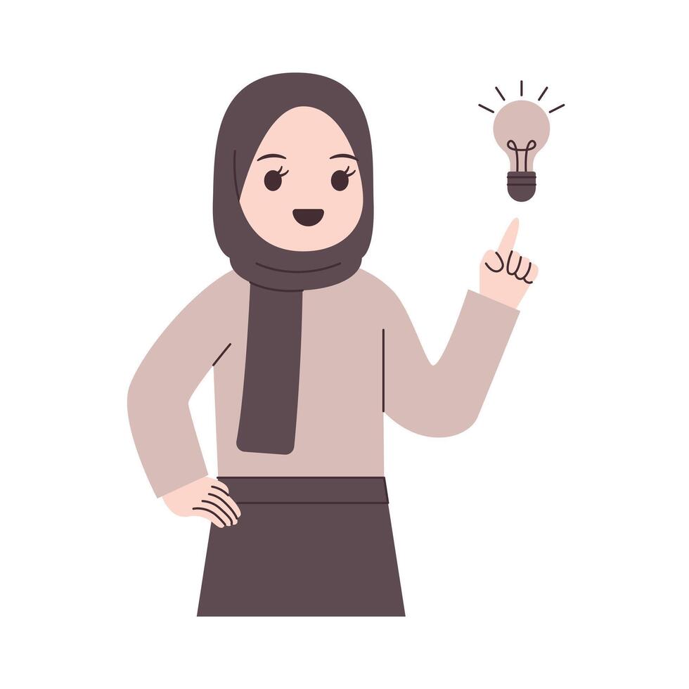 Girl with hijab came up with an idea vector