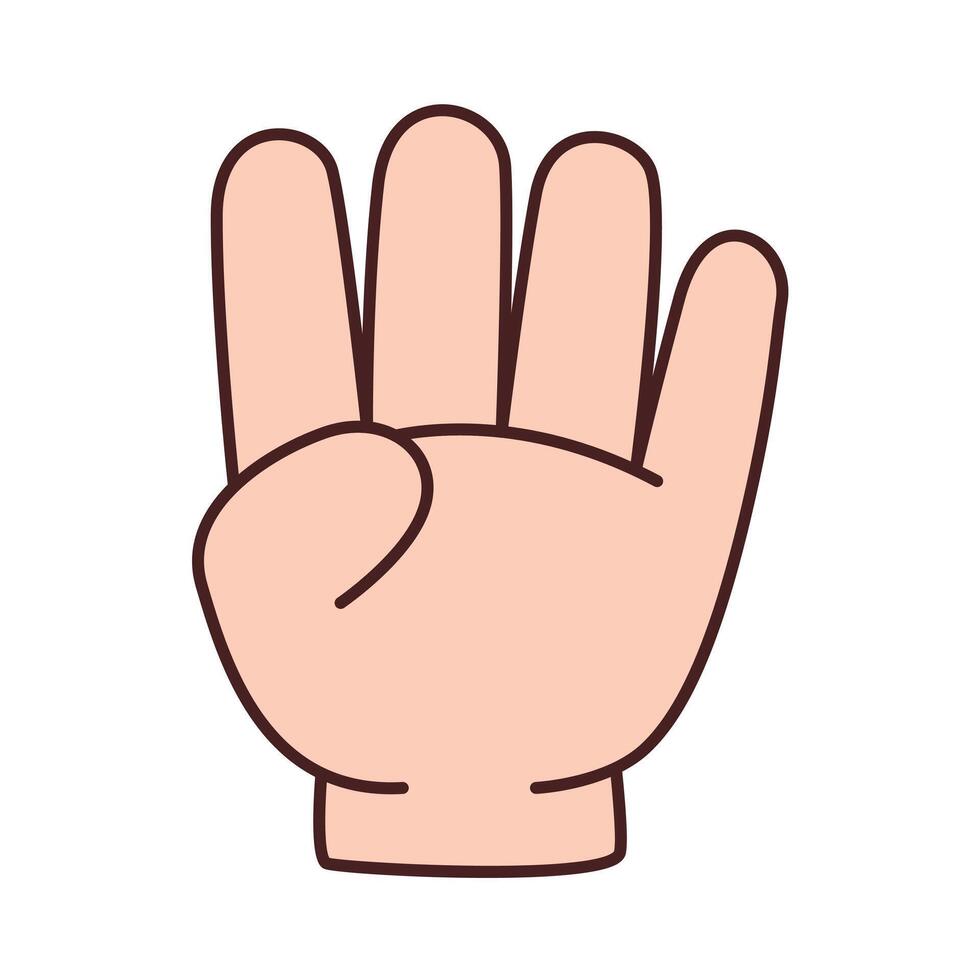 Four finger gesture. finger hand gesture. vector