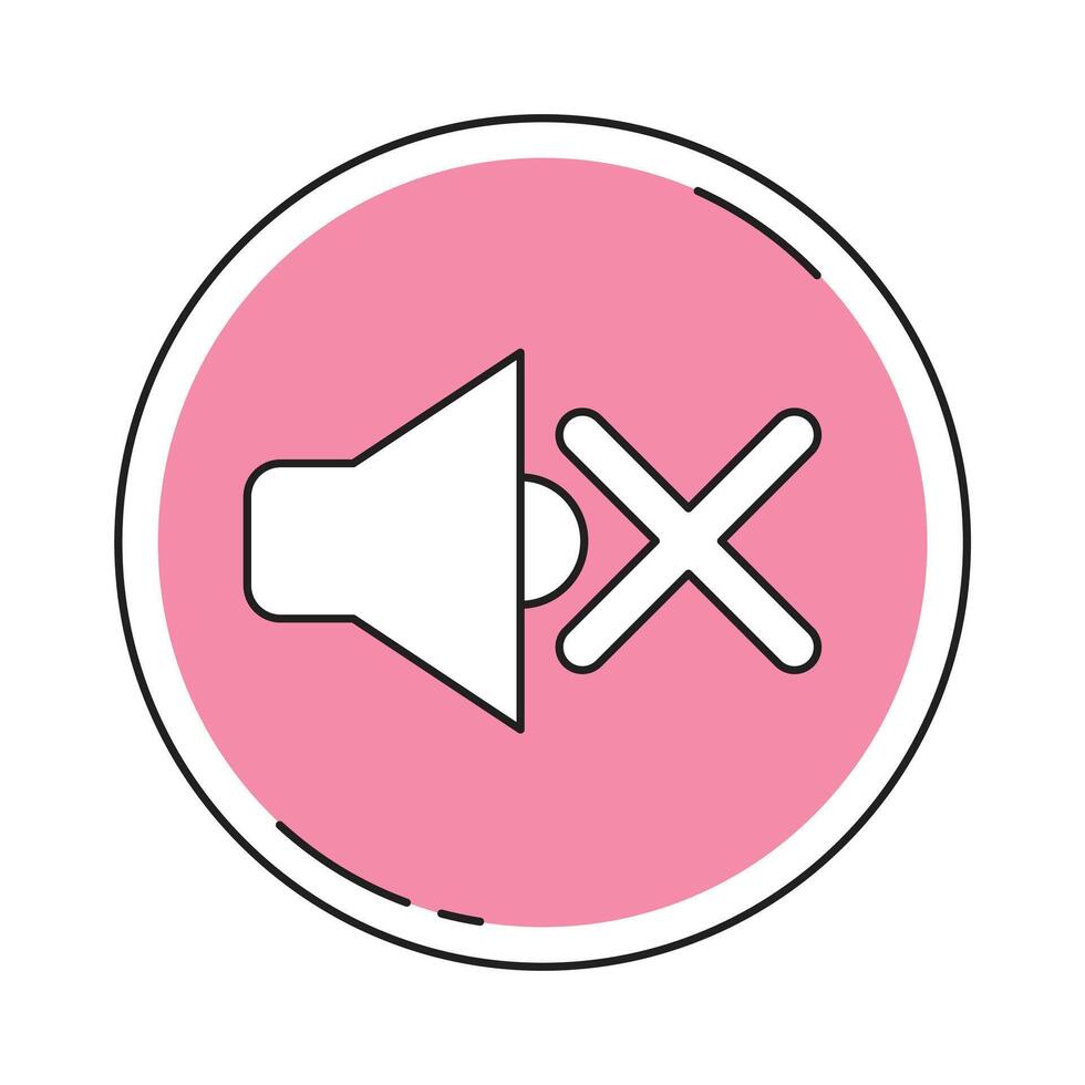 Mute sound icon with round button vector