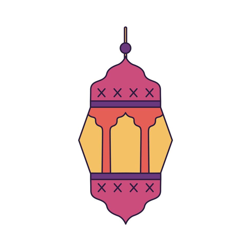 islámico linterna decorativo Encendiendo plano diseño vector