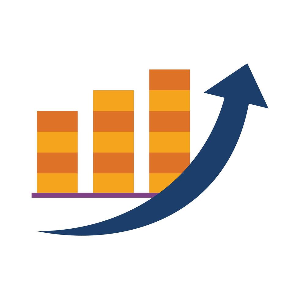 Growth diagram with blue arrow going up vector