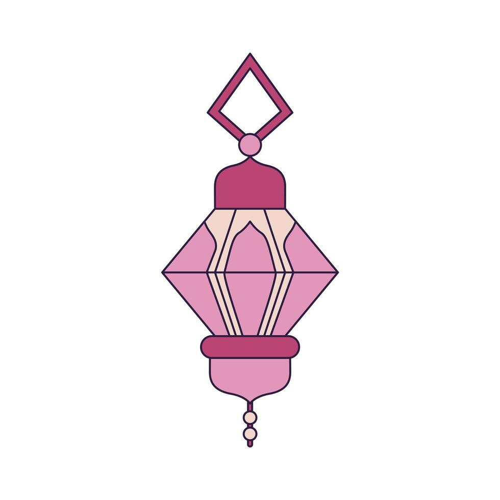 Islamic lantern decorative lighting flat design vector