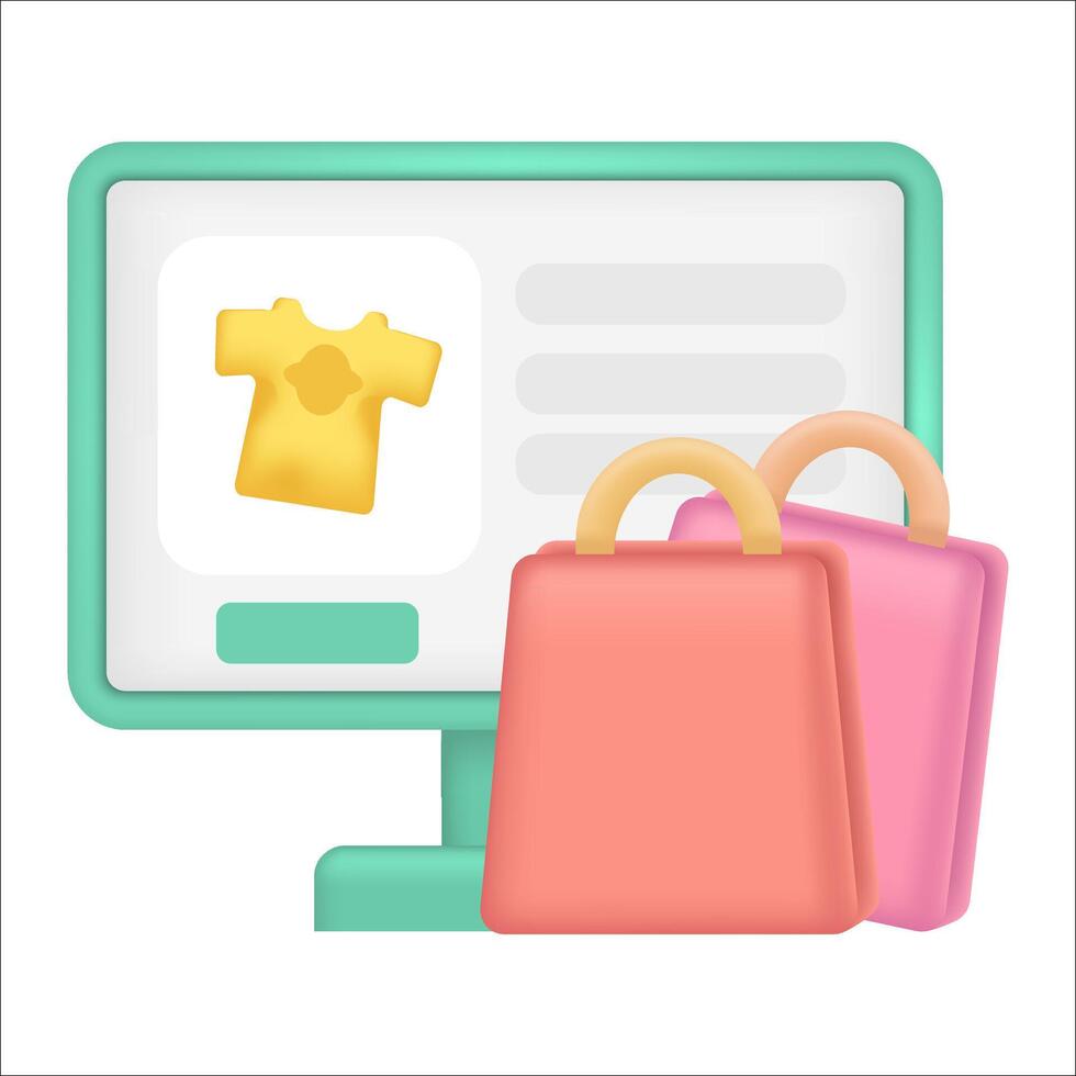 Online store. for digital marketing promotions. bag and shopping basket element. vector