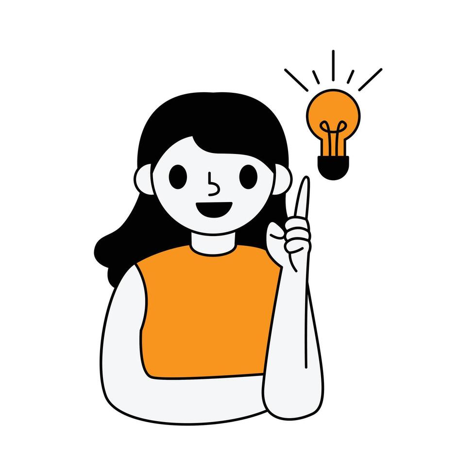 Girl is getting an idea. Digital business illustration vector