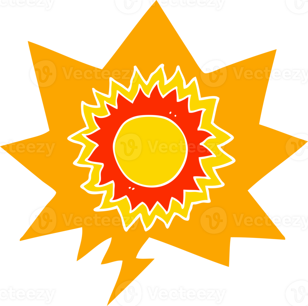 cartoon sun and speech bubble in retro style png