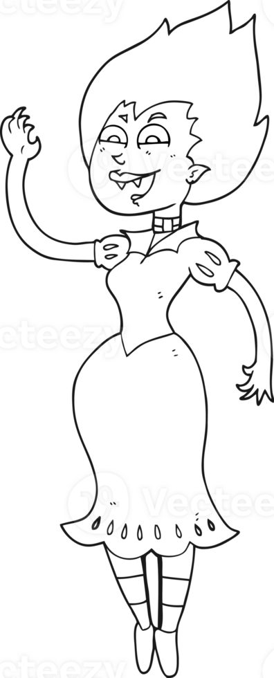 black and white cartoon vampire girl png