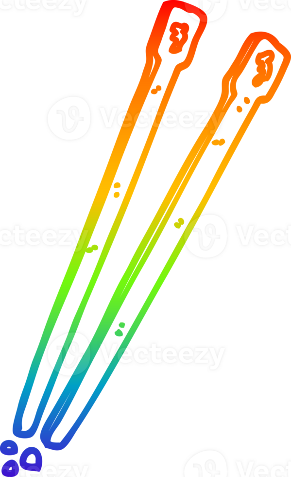 rainbow gradient line drawing cartoon chop sticks png