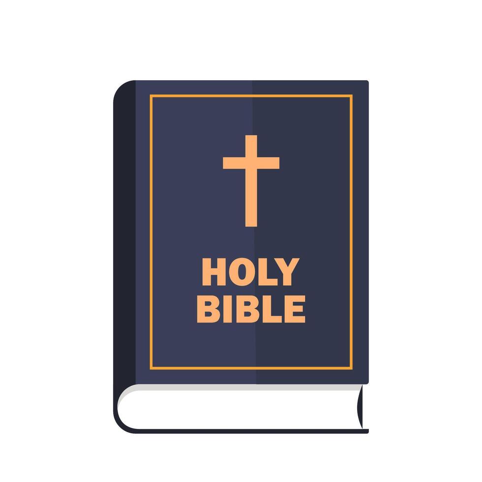 Bible. The holy book of Christians. Religion, attributes of Christianity. Holy Bible. Vector flat illustration.