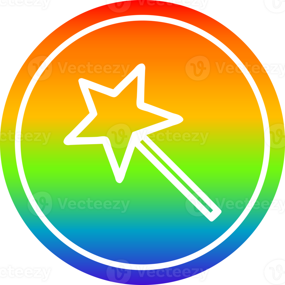 trollstav cirkulär i regnbågsspektrum png