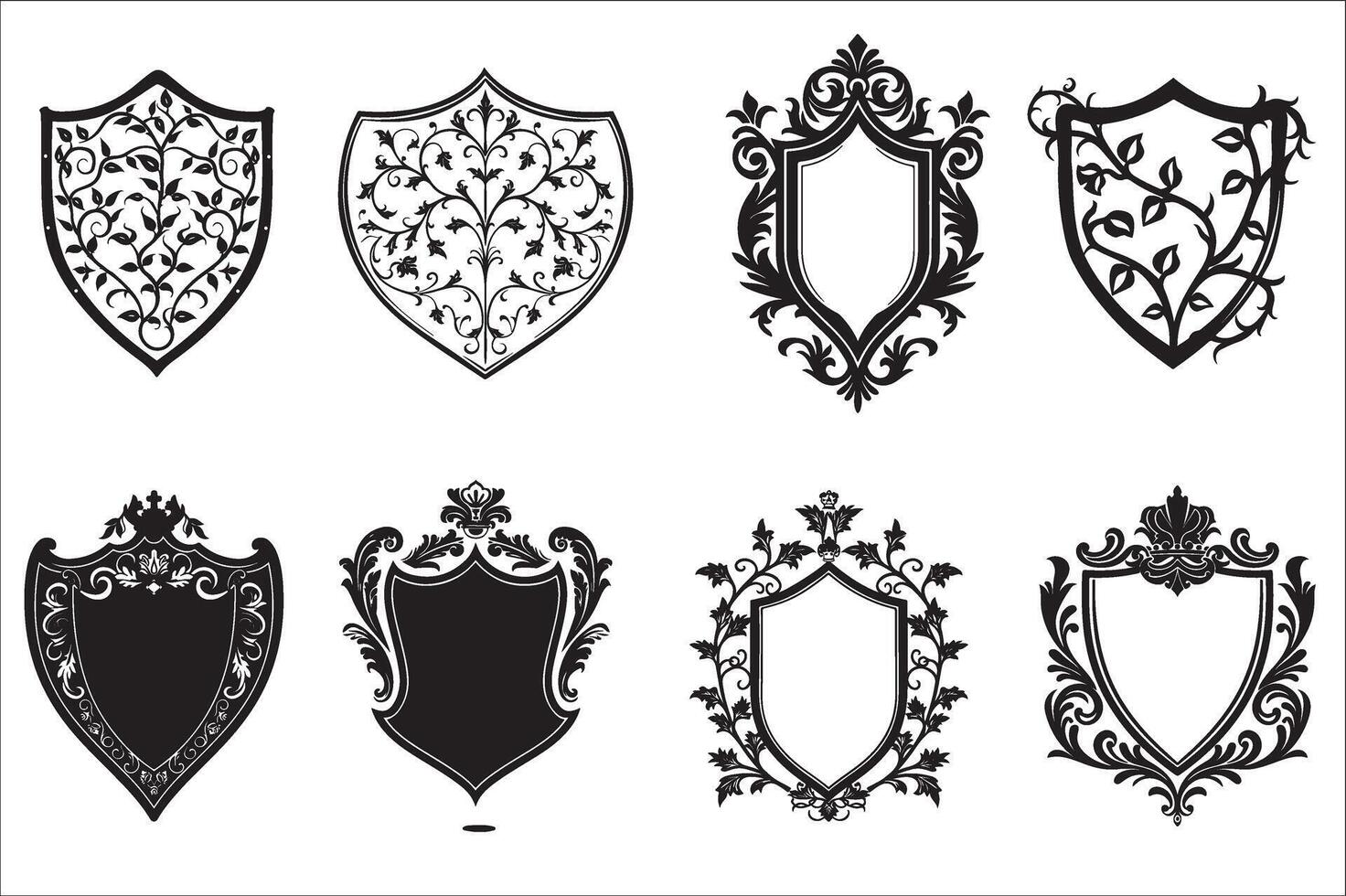 Heraldic shield, Vintage shield silhouette vector