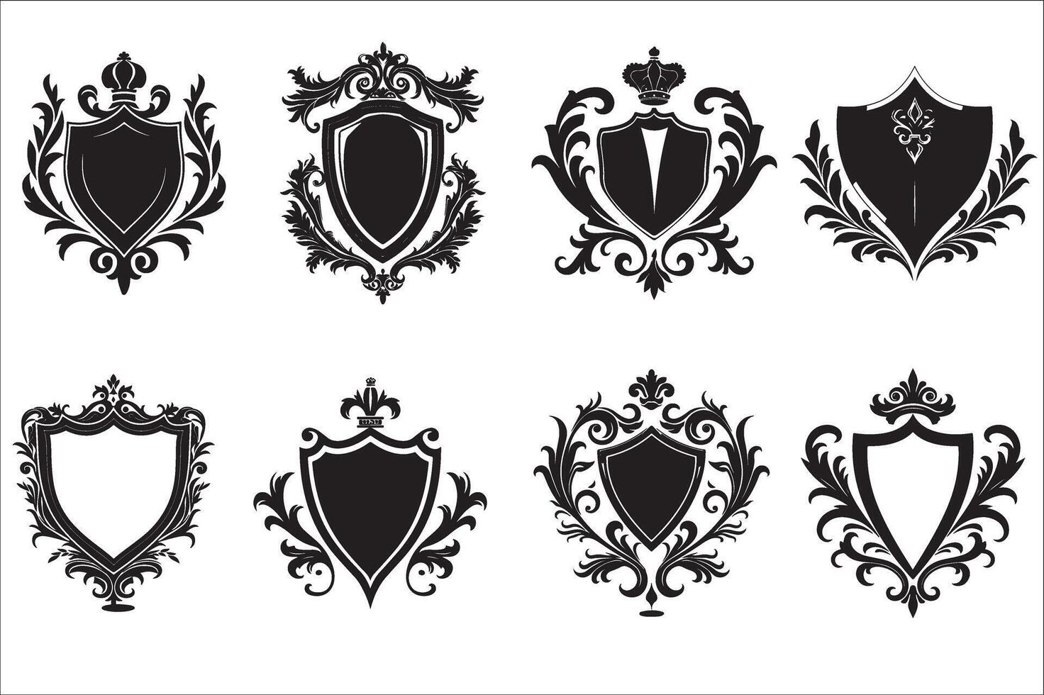 Heraldic shield, Vintage shield silhouette vector