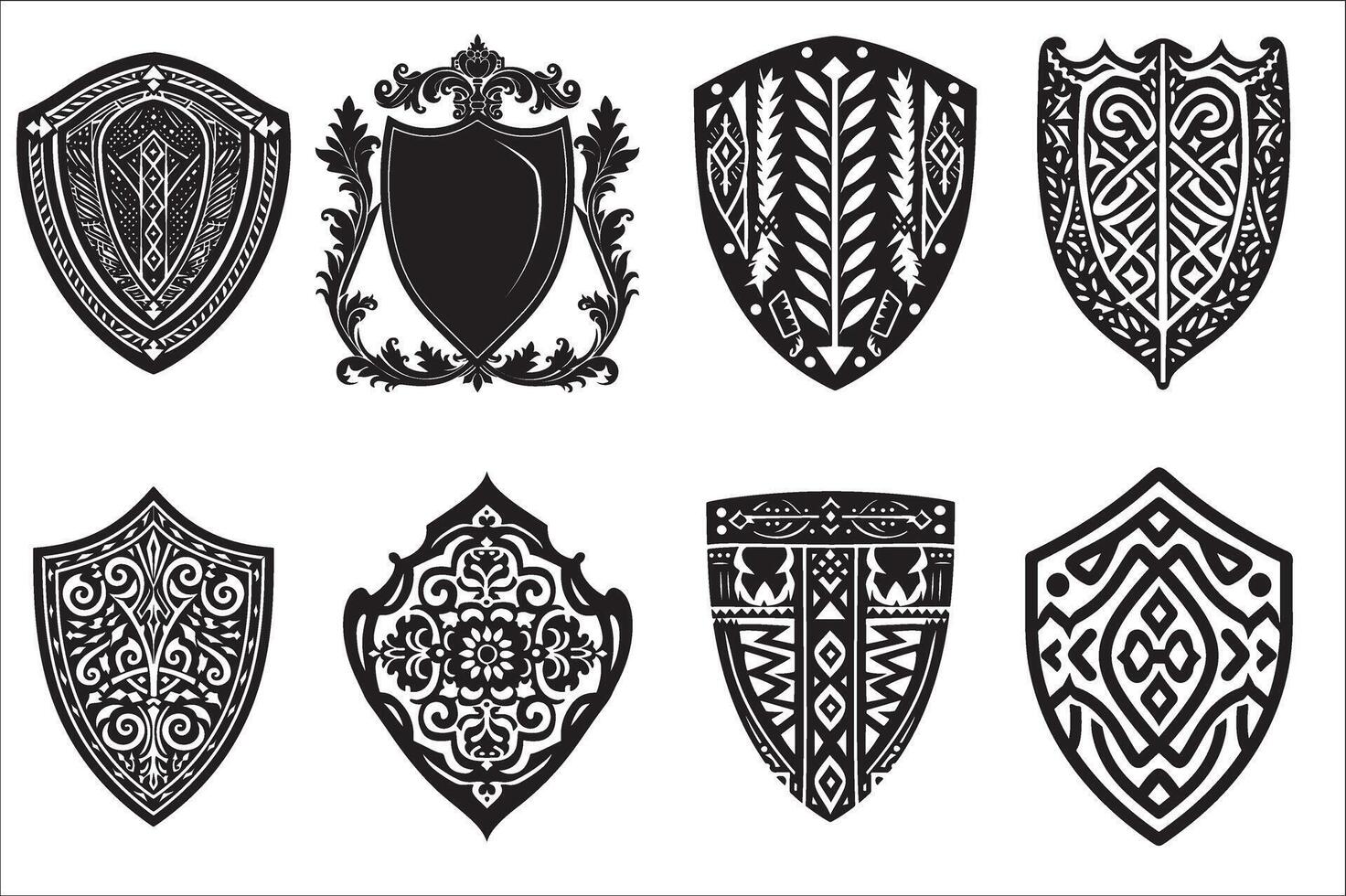 Heraldic shield, Vintage shield silhouette vector