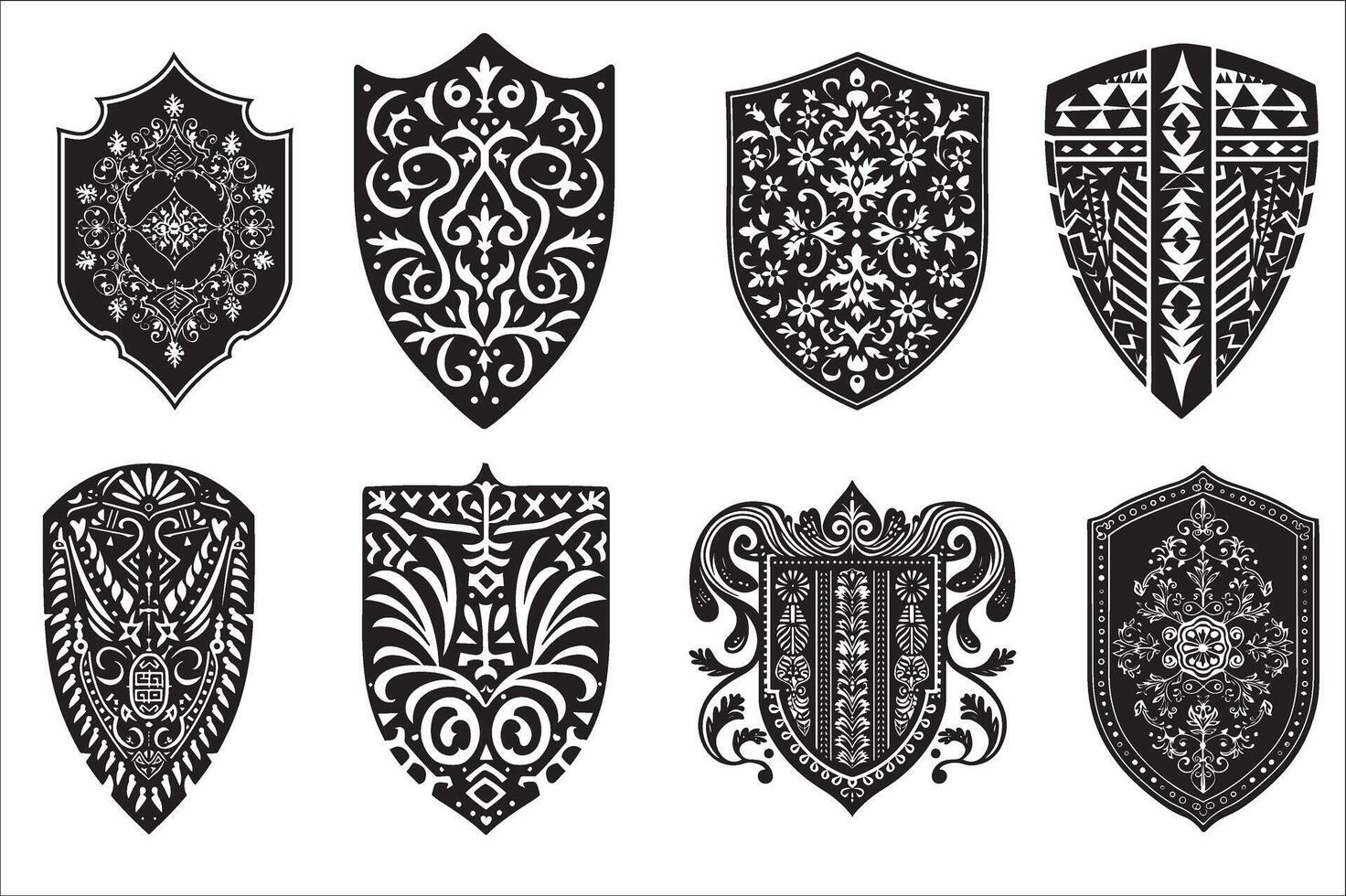 Heraldic shield, Vintage shield silhouette vector