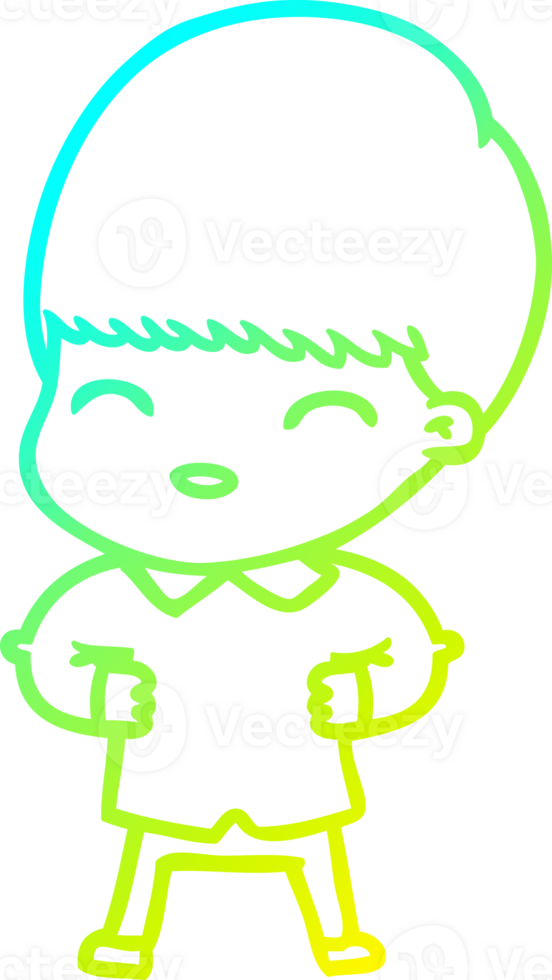 cold gradient line drawing happy cartoon boy png