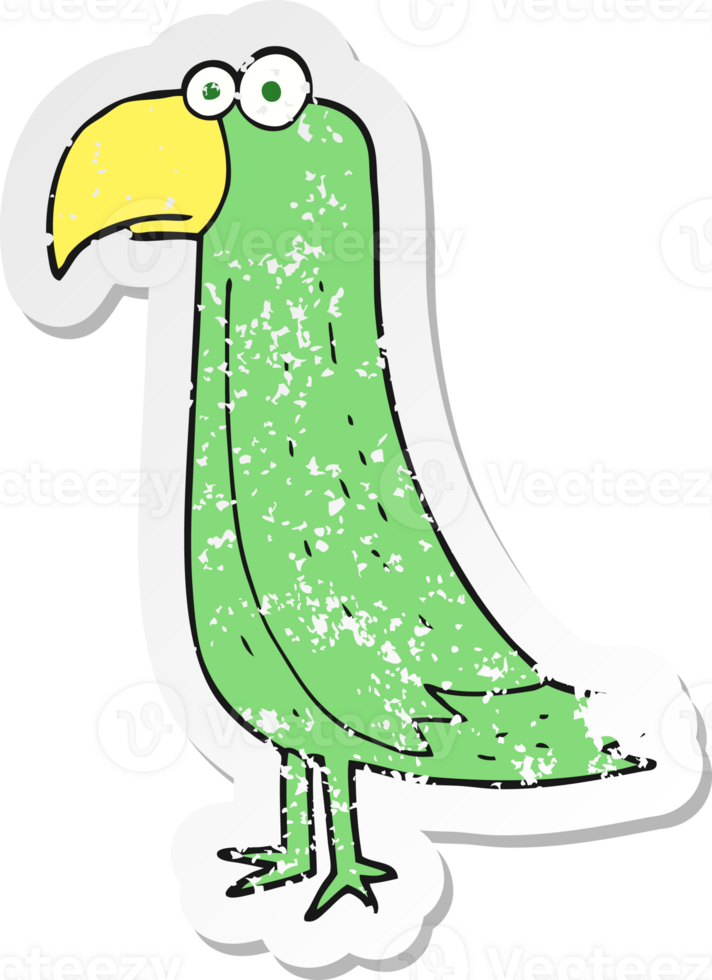 retro distressed sticker of a cartoon parrot png
