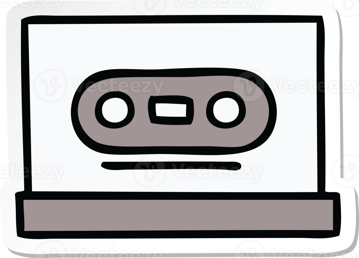 sticker of a cute cartoon retro cassette png