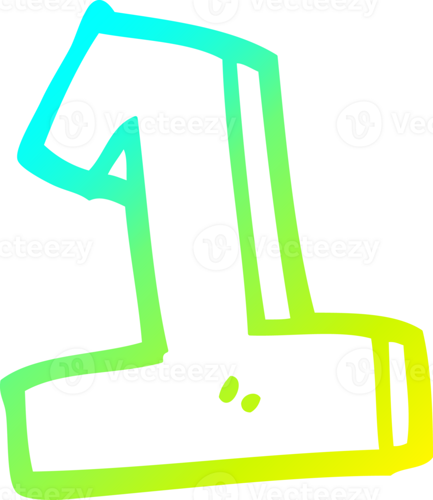 cold gradient line drawing cartoon number 1 png