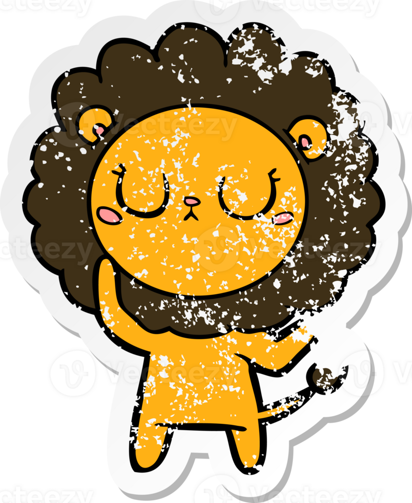 distressed sticker of a cartoon lion png