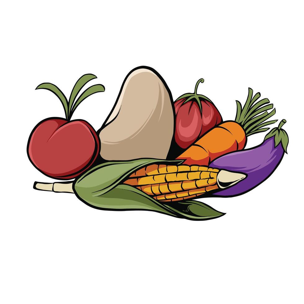 vegetables and fruits vector illustration