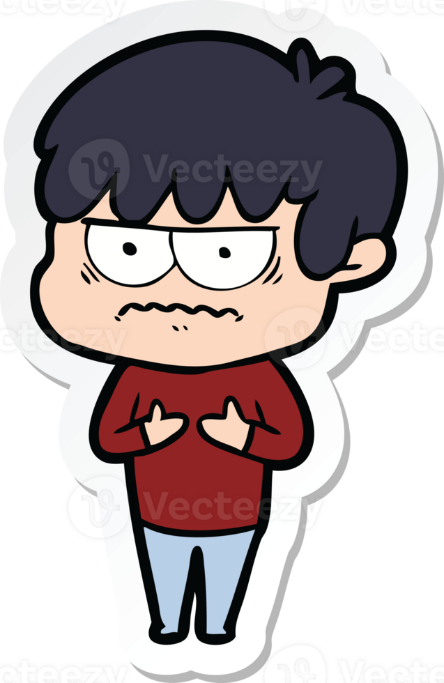 sticker of a annoyed cartoon boy png