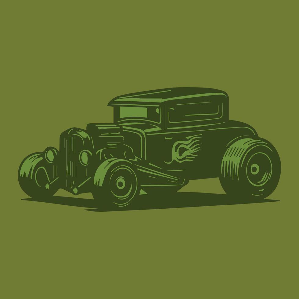 Vintage Racer Hot Rod Car Vector Illustration