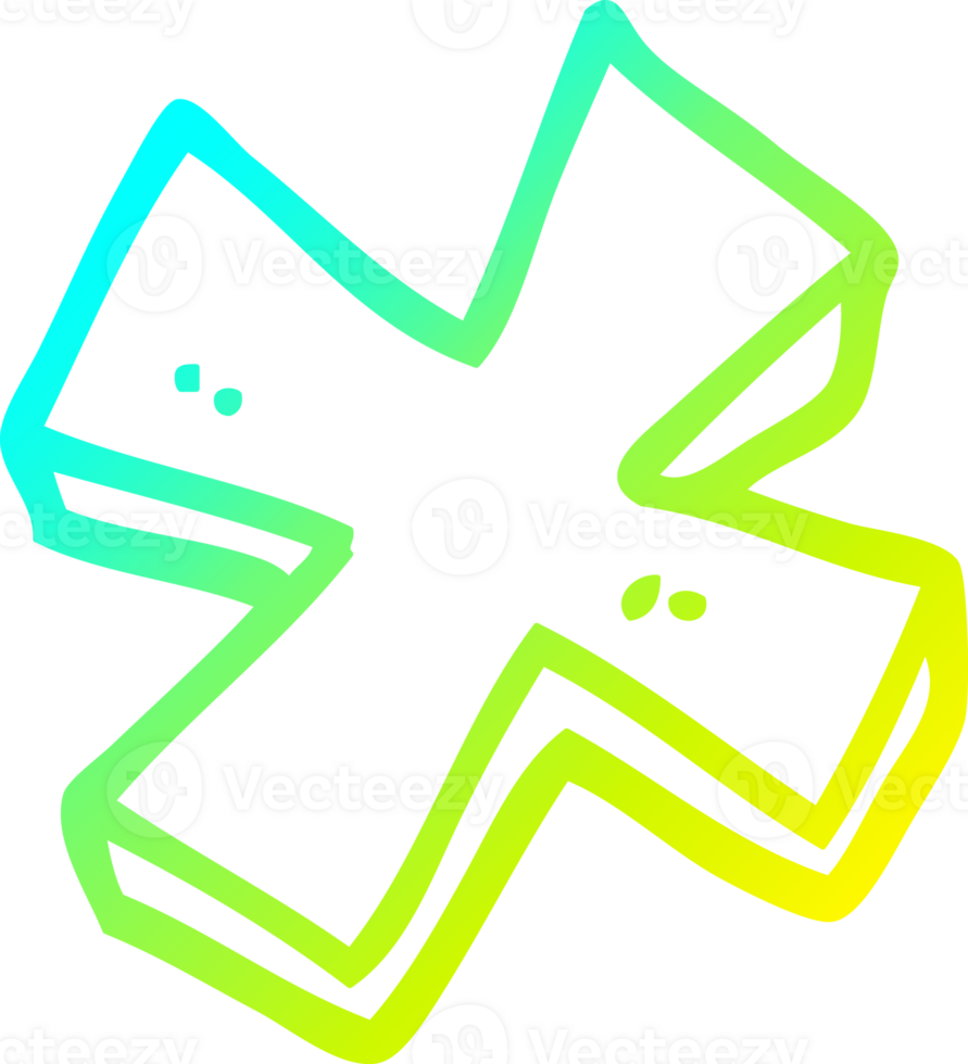 cold gradient line drawing cartoon multiplication symbol png